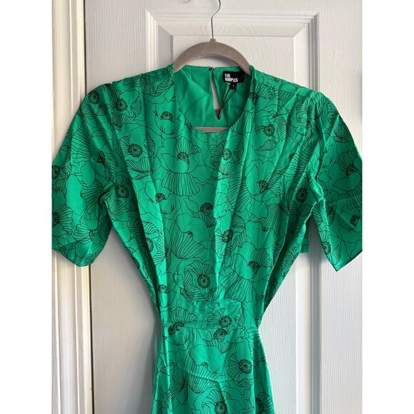 The Kooples Graphic Poppies Cutout Midi Green Dress size Medium New with Tags - Picture 8 of 8
